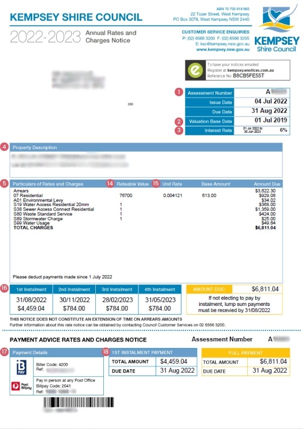 How to read your rates notice & water meter - Kempsey Shire Council ...