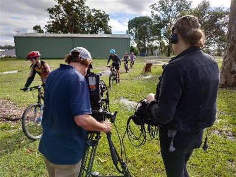 Filming bike riders