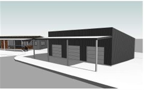 a render of the maintenance shed