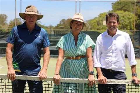 people at tennis court