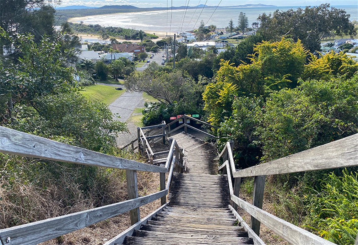 a timber stairway