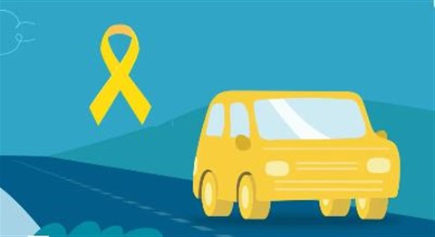 yellow car and yellow road safety ribbon