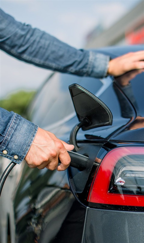 EV charging close up