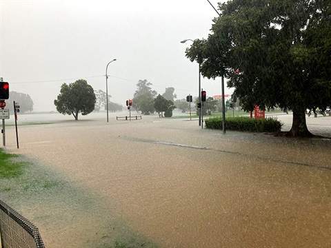 Corner of Vincent and Belgrave in flood