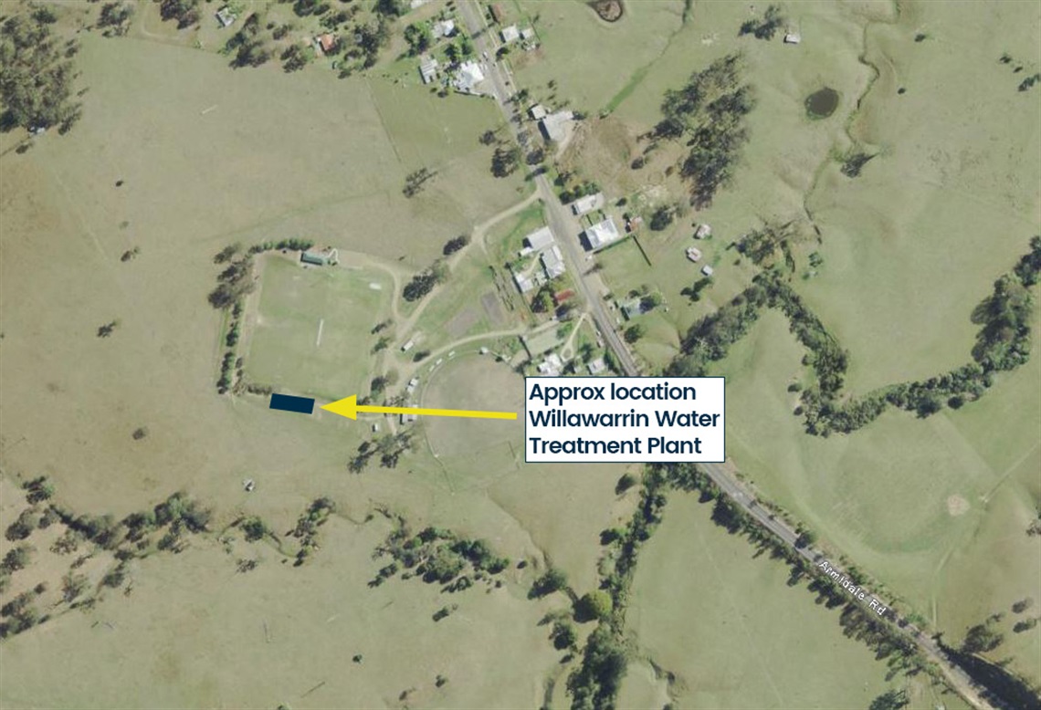 Aerial view of the approximate location of the new water treatment plant