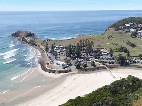 An aerial shot of crescent head