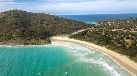 Aerial view of Hat Head beach